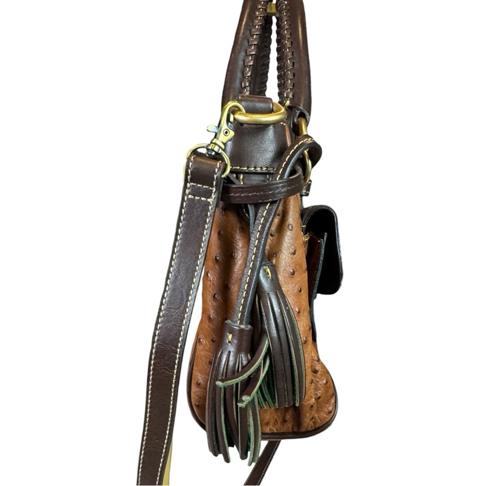 Dooney & Bourke Vintage Florentine Ostrich Medium Satchel in Cognac Brown w/ COA - Picture 4 of 13
